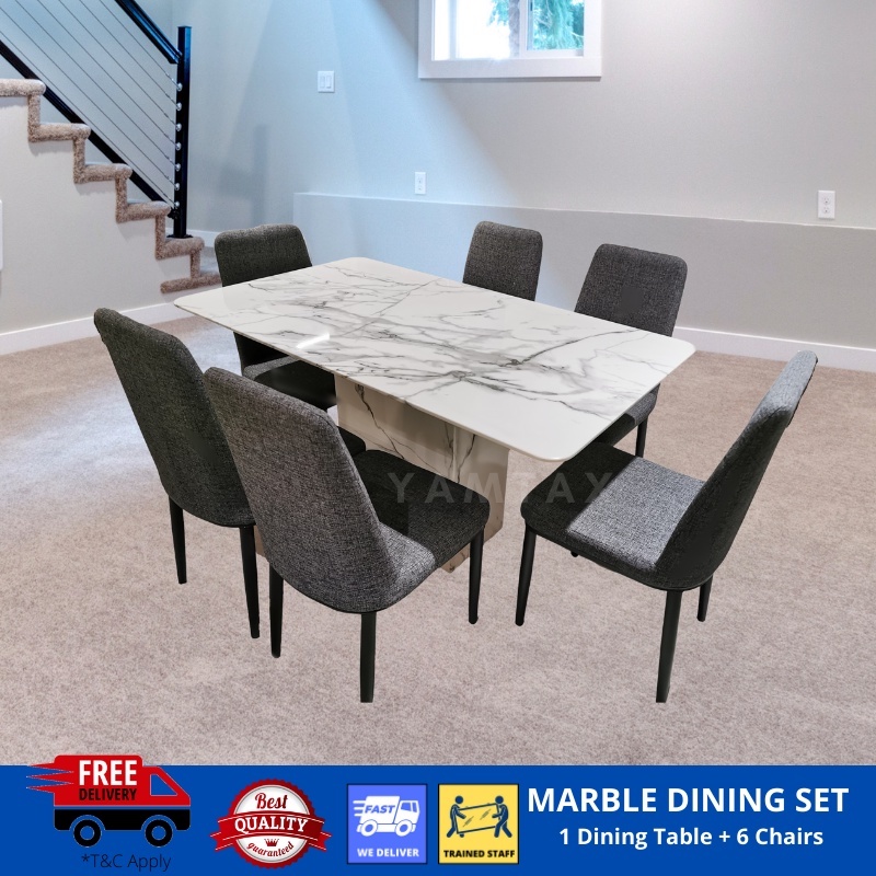 MARBLE DINING SET ( Marble Dining Table with 6 Chairs) | Shopee Malaysia