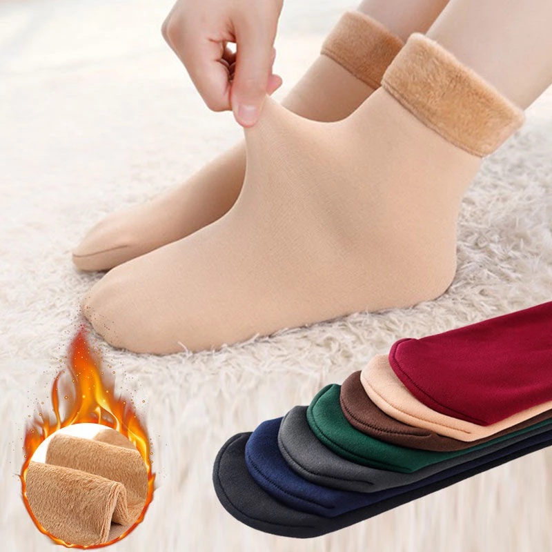 Thicken Winter Warm Thigh High Socks/ Wool Cashmere Snow Seamless Socks/ Men Women Velvet Soft Boots for Floor Sleeping