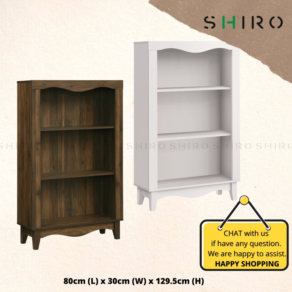 SHIRO 3 Tier Bookshelf Book Rack Book Case Display Rack Display Cabinet Cupboard Almari Buku Rak Buku Kabinet 书架 Brown