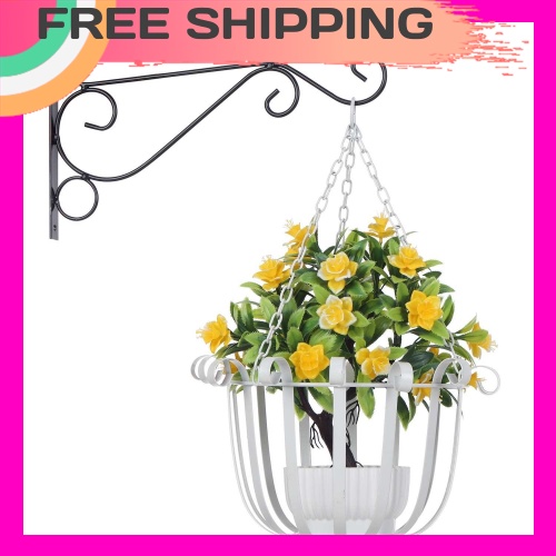 Hanging Planter Basket Flower Pot Holder Round Iron Hanging Planter Pot Basket Floating Wall Hanging Planter Vase Conta