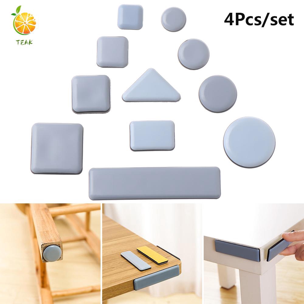 TEAK 4pcs Table Chair Easy Move Bumper Fittings Self-Adhesive Anti-Slider Anti-abrasion Furniture Leg Pads