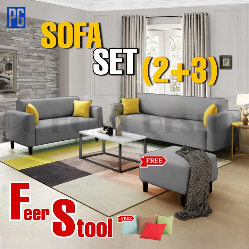 PG HOME READYSTOCK: 2 SEATER / 3 SEATER SOFA/ 2+3 SEATER/SOFA SET FREE STOOL