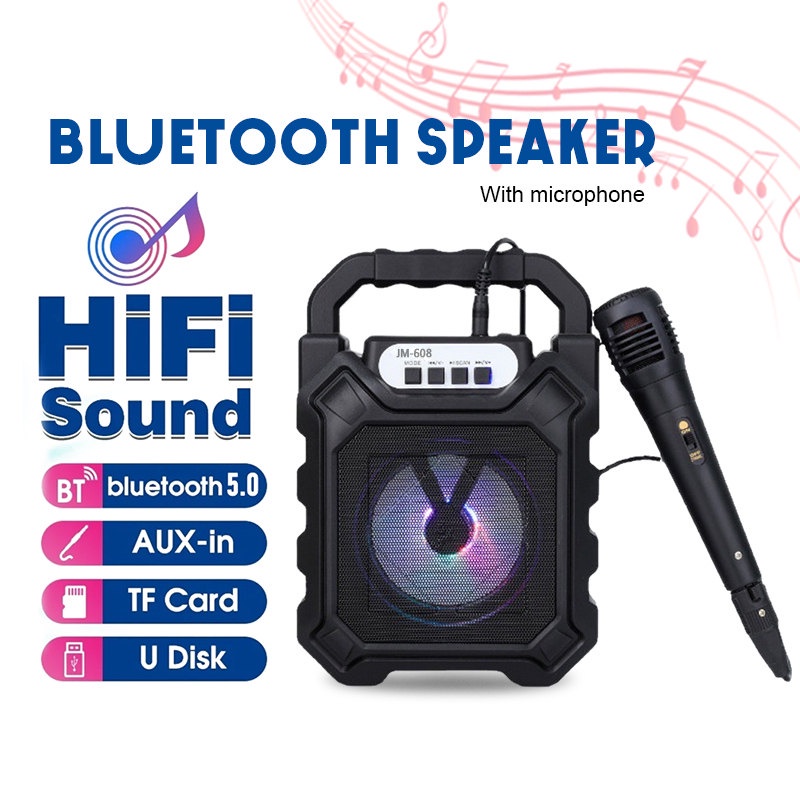 FREE GIFT Colorful Wireless Microphone Mic Portable Bluetooth Speaker Bass Stereo Soundbar M