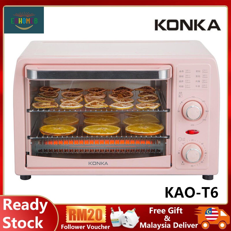 Ready Stock KONKA Household Electric Oven 13L KAO-T6 Multi-Function Automatic Mini Dry Fruit Machine Oven Bread Pizza