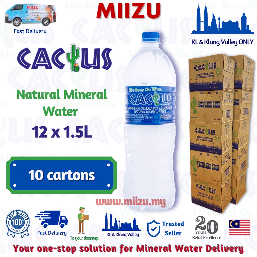 Cactus Natural Mineral Water 12x1.5L - 10 Cartons Package - KL & Klang ...