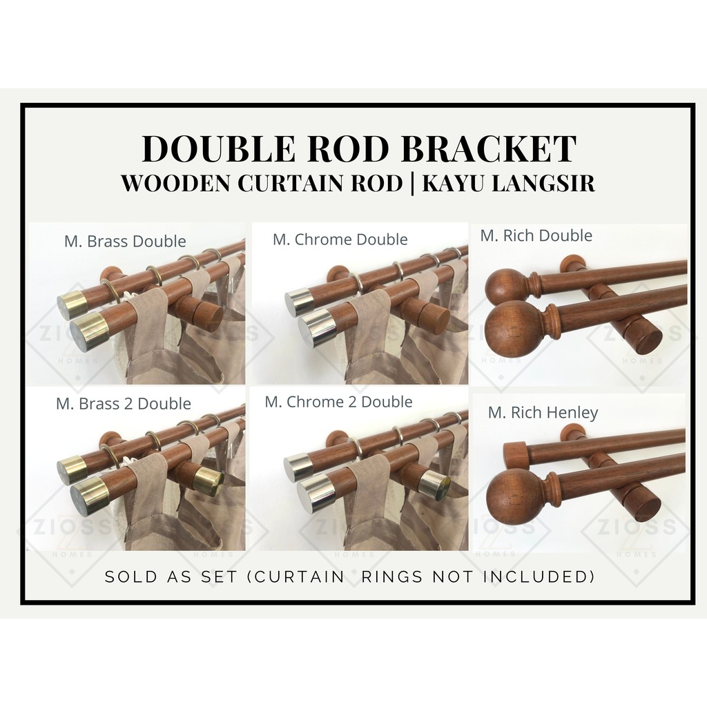 Double Layer Wooden Curtain Rod Kayu Langsir MAHOGANY 28mm