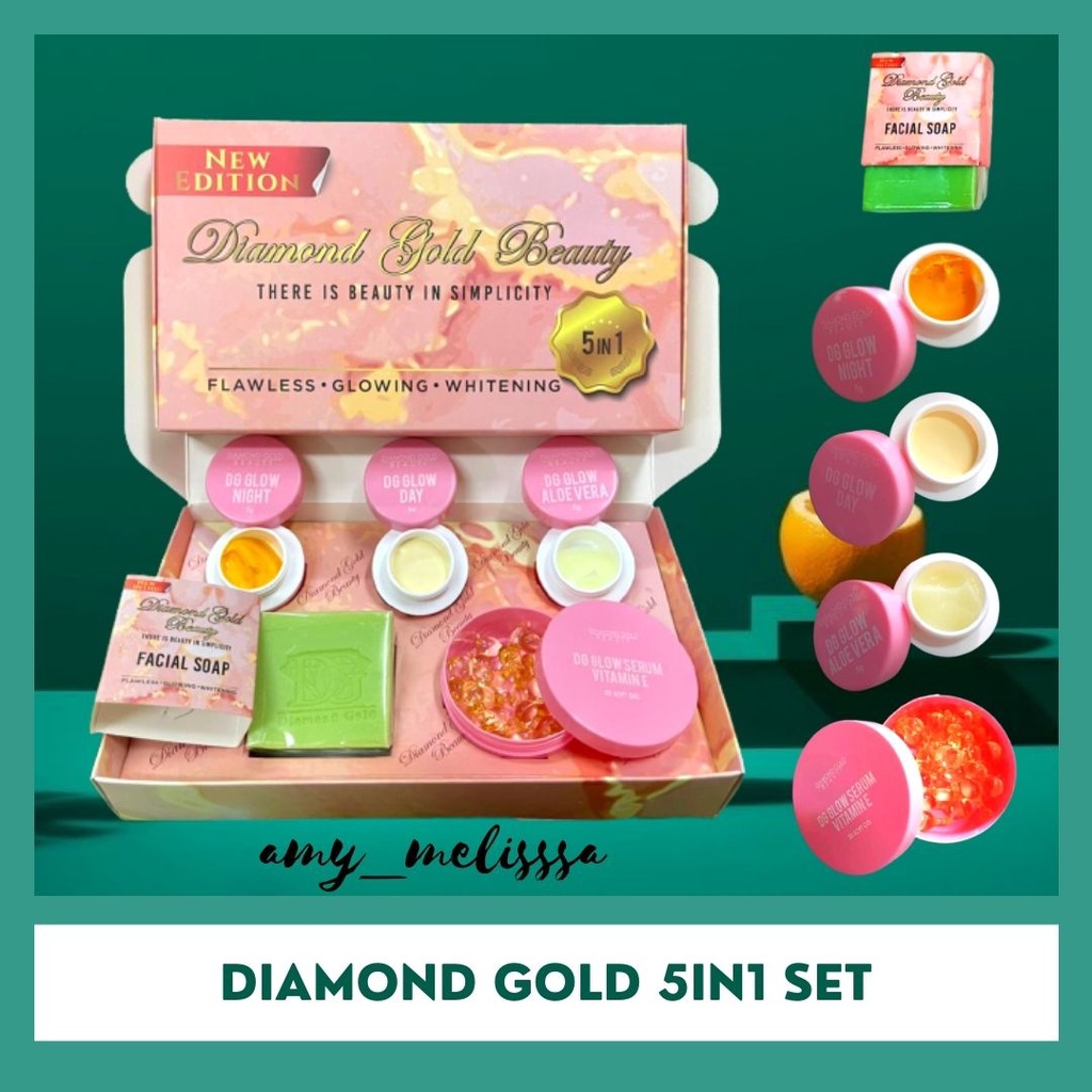 Diamond Gold Skincare Dg Glow Set 5 In 1 Original Hq