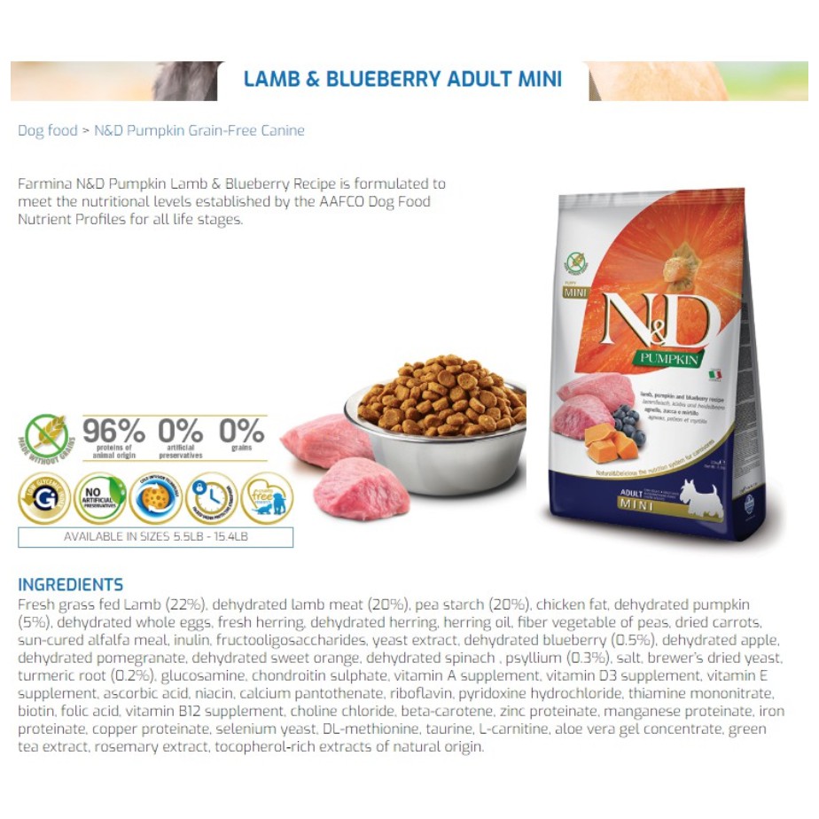 farmina lamb pumpkin blueberry