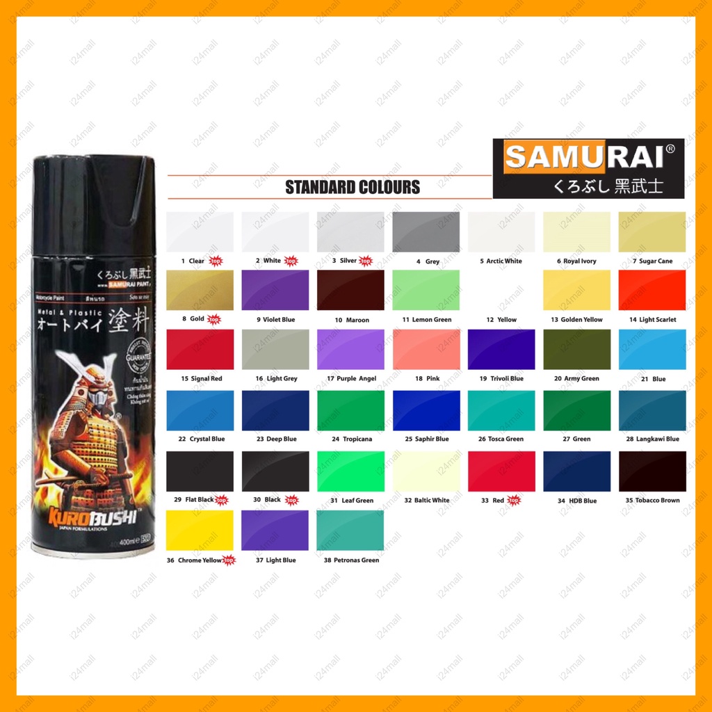 SAMURAI Standard Colours Spray Paint / Spray Paint (400ML) | Shopee ...