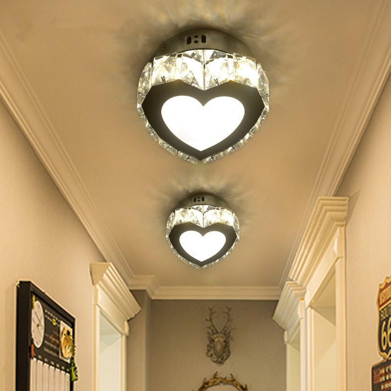 Modern Romantic Heart Shape Led Crystal Ceiling Lamp Balcony Aisle Crystal Led Ceiling Lights For Home Hallway Lights