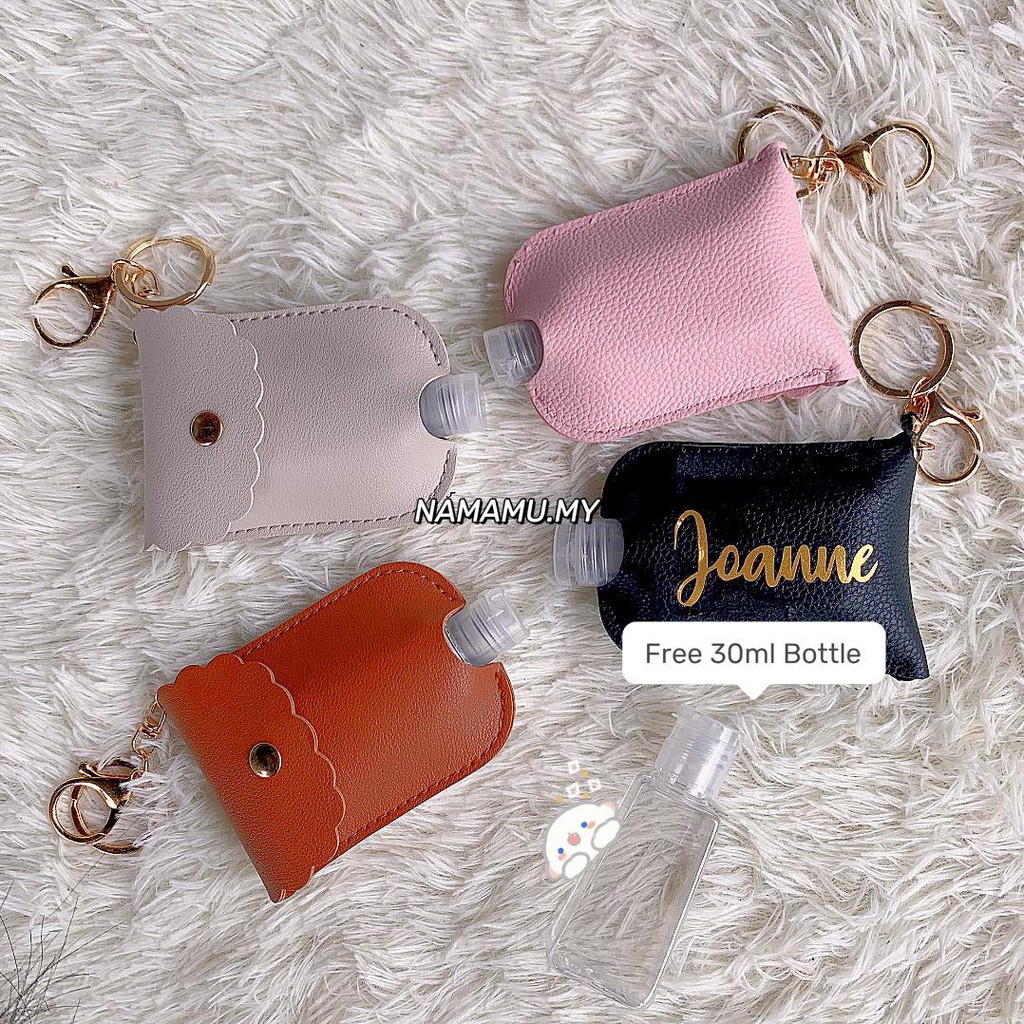 Leather Hand Sanitizer Holder Key Chain Portable Antibacterial ...
