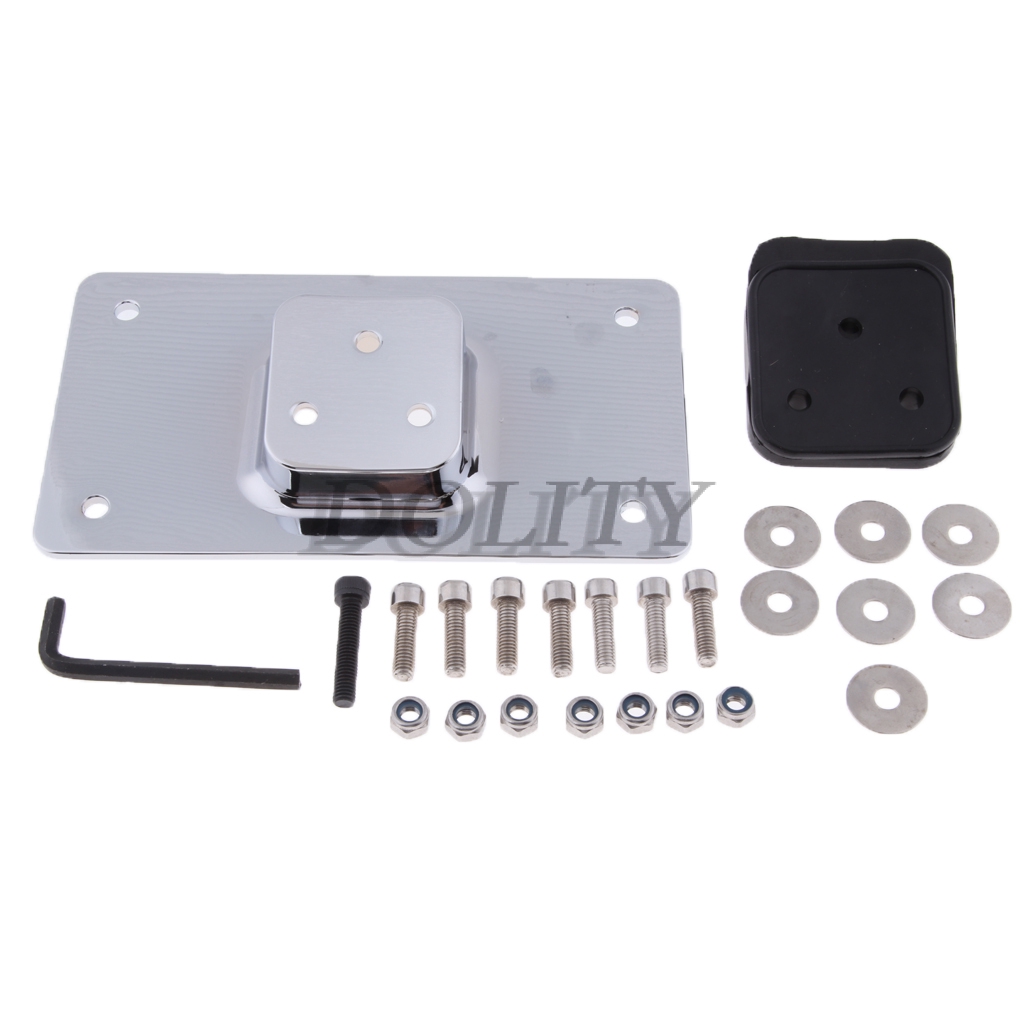 Chrome Laydown Tilt License Plate Frame Mount for Harley Sportster Dyna Softail
