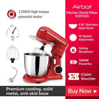 Image of Airbot Kitchen Stand Mixer Powerful Motor Stainless Steel Bowl KSM100 Blender Grinder Whisk Beater Hook (5L/1300W)