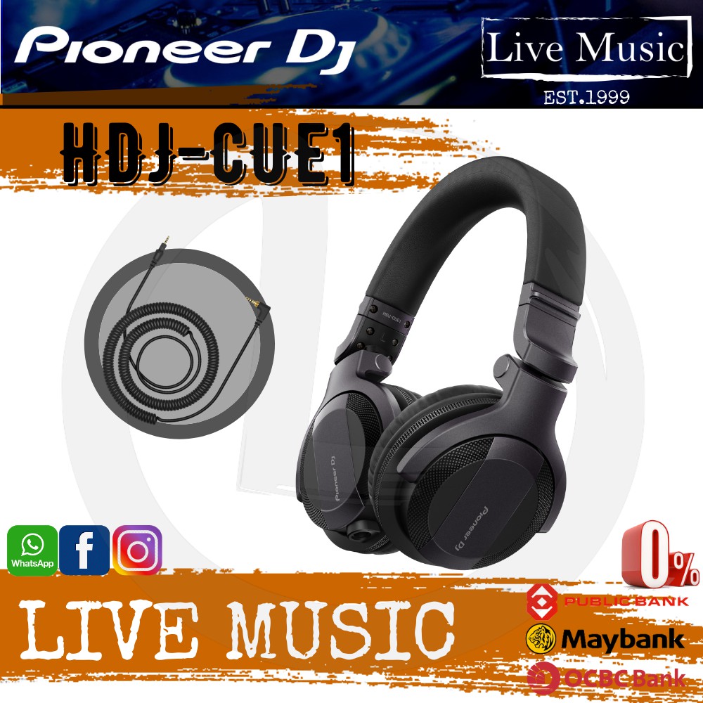 Pioneer DJ HDJCUE1 ClosedBack DJ Headphone Black (HDJ CUE1/HDJCUE1