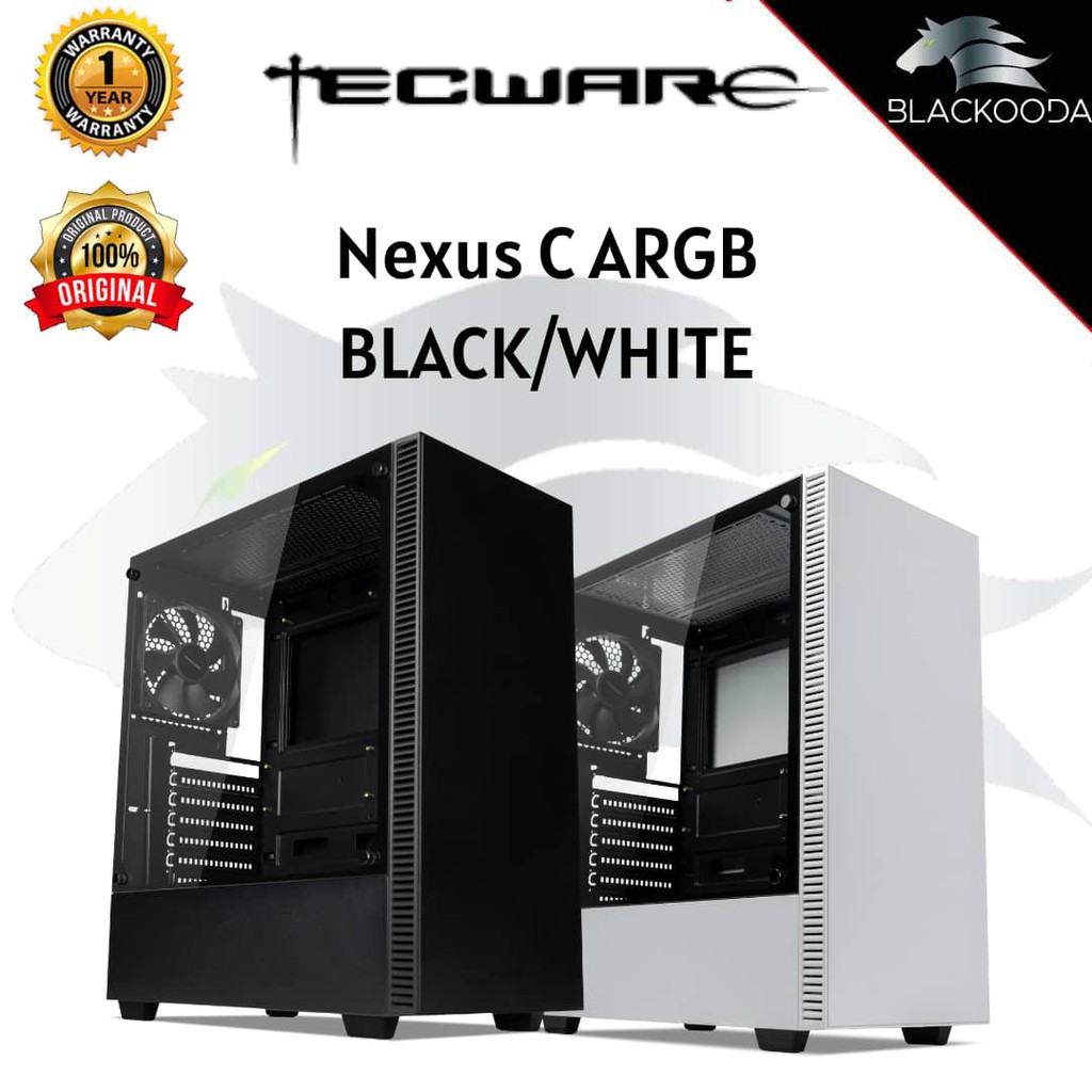 [READY STOCK] TECWARE NEXUS C TG ATX GAMING CASE (Black/ White