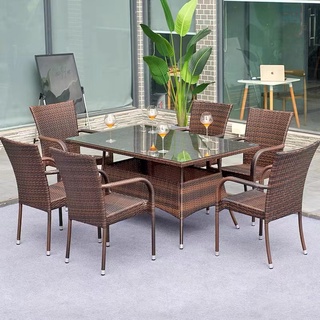Kimdelin Outdoor Rattan Dining Table Set / Coffee Table Set / Balcony