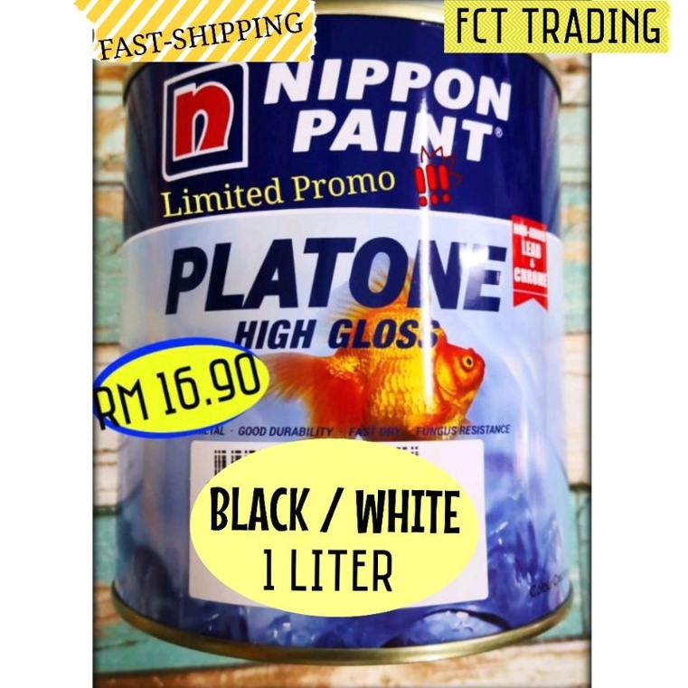 NIPPON PLATONE HIGH GLOSS WOOD & METAL PAINT (BLACK/WHITE) 1L | Shopee ...