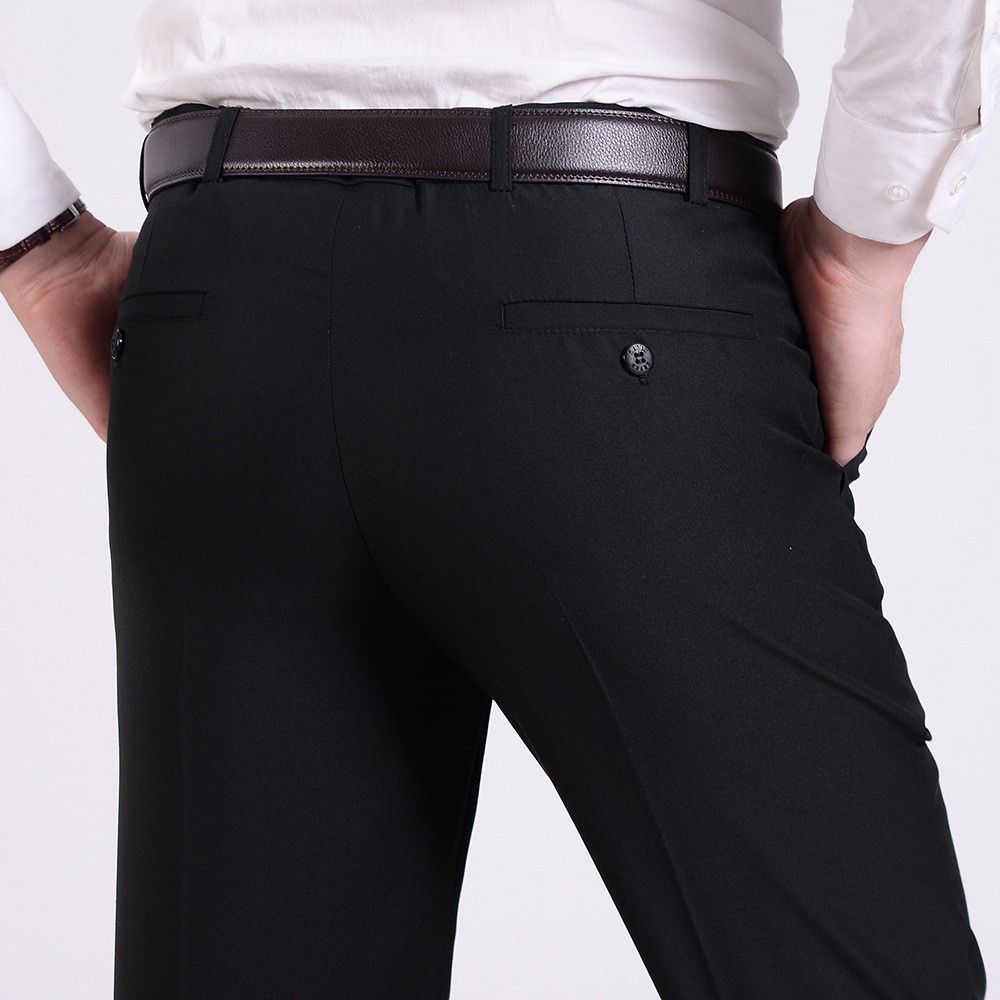 Spring Autumn High Waist Men Solid Formal Business Suit Pant Male Plain