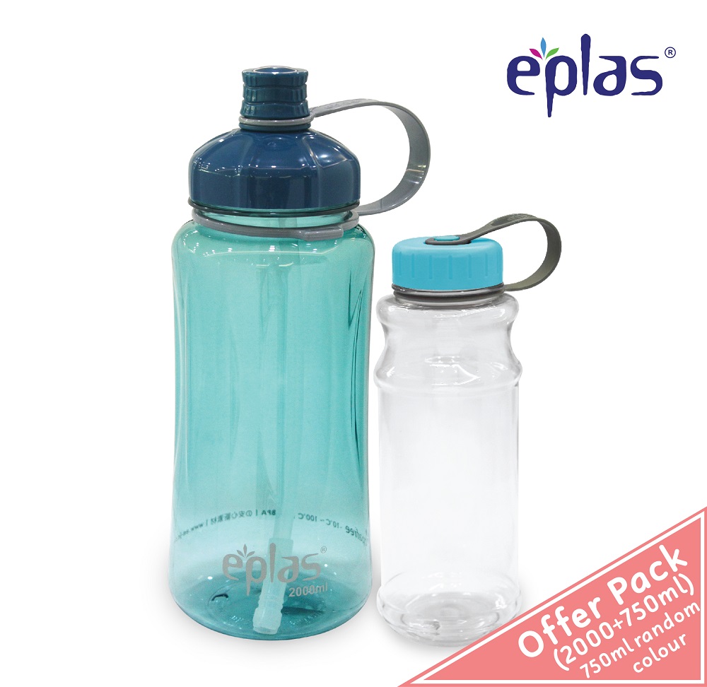 EPLAS Offer Pack 2 In 1 Water Bottle Set, 2000+750ml, Drinking Tumbler ...