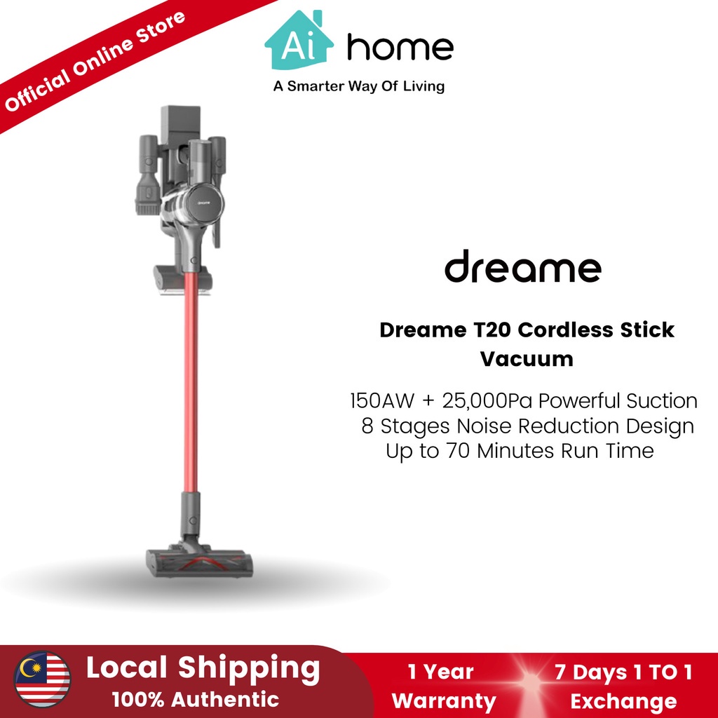Aihome Dreame T20 Cordless Stick Vacuum 150AW + 25,000Pa Powerful