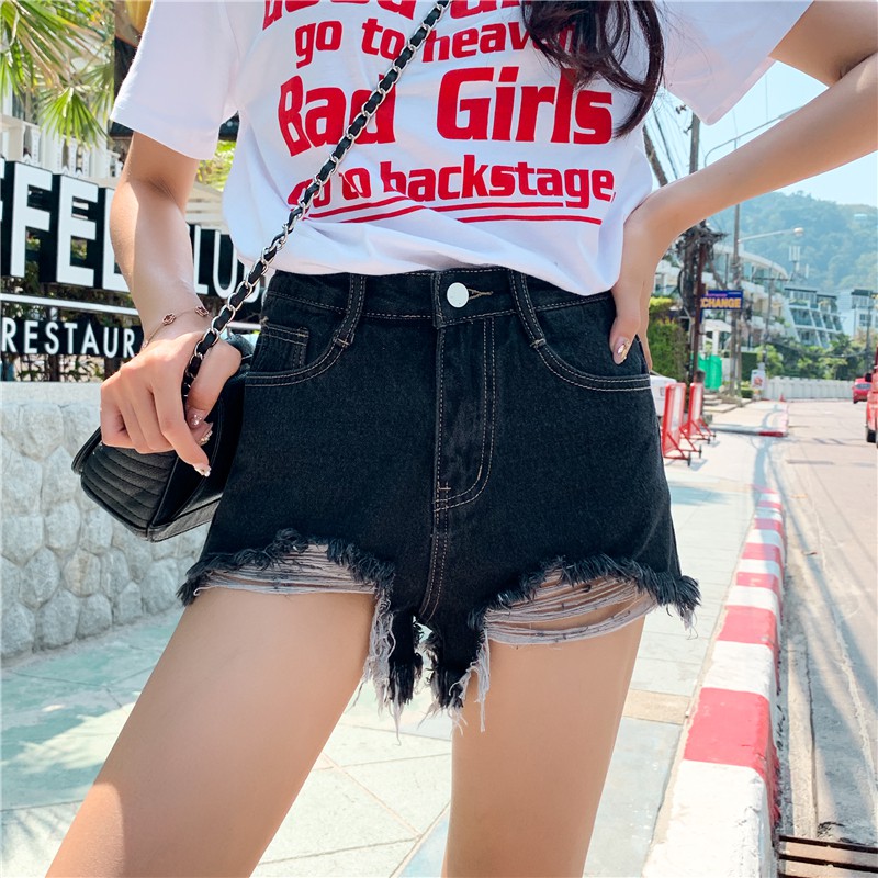 plus size ripped black shorts