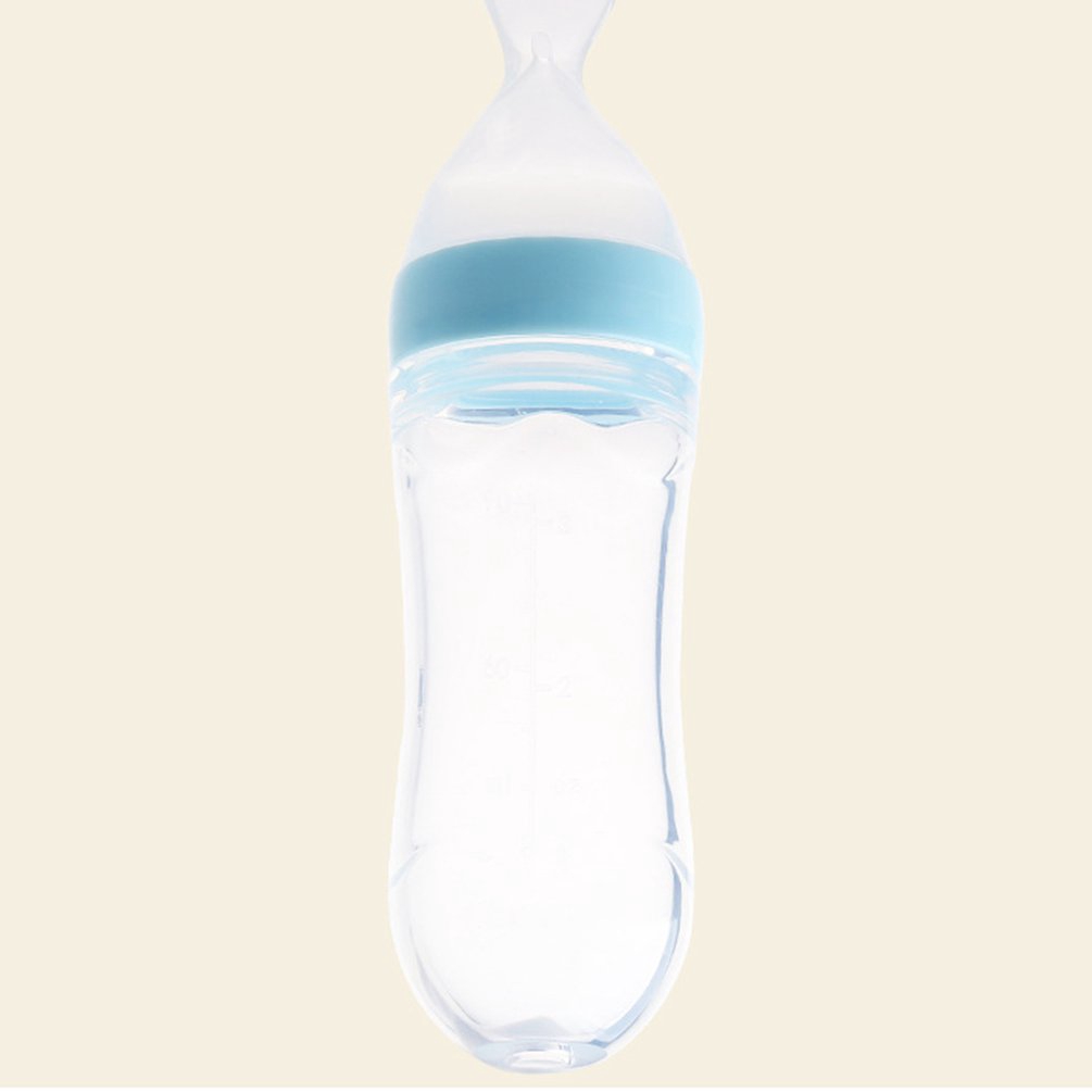 Baby Squeezing Feeding Bottle With Spoon Infant Cereal Food