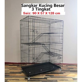 Sangkar Kucing Cat Cage 3 Tingkat Besar  Shopee Malaysia