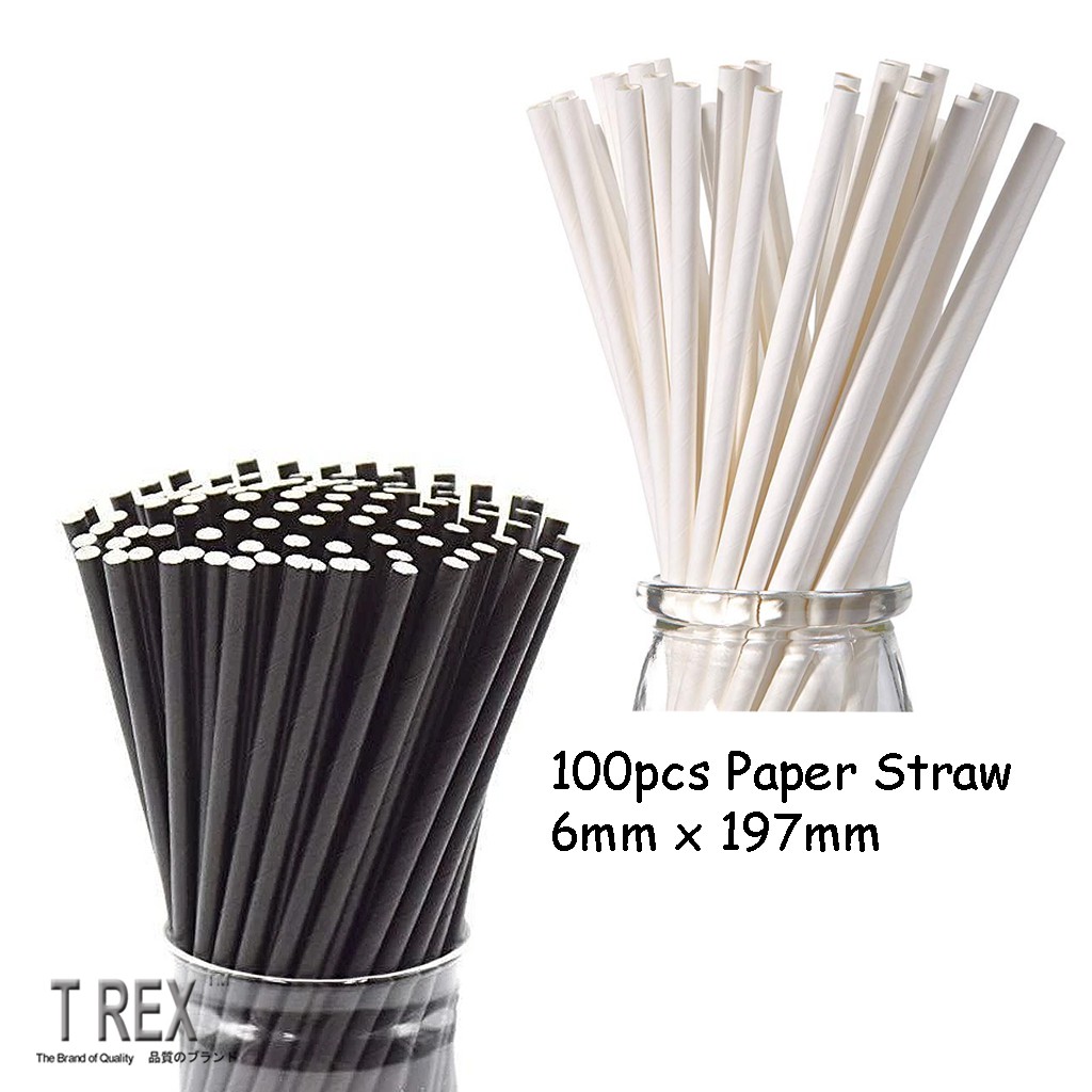 100pcs Paper Straw 6mm X 197mm Kertas Jerami Shopee Malaysia