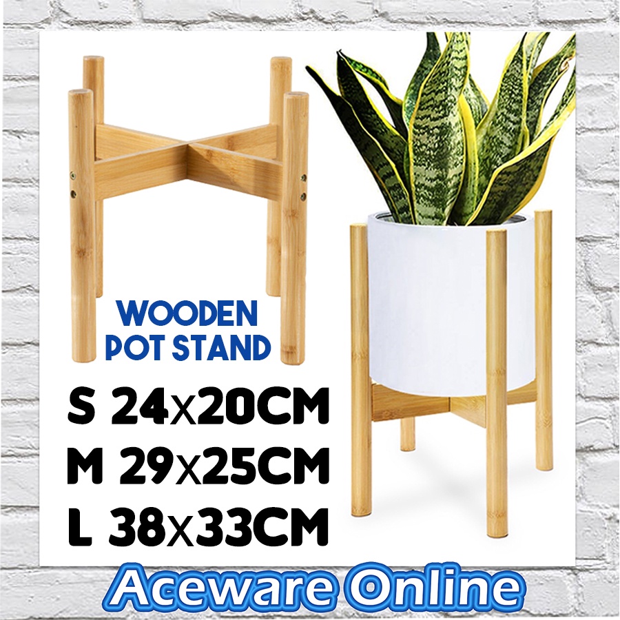 Wood Flower Pot Rack Holder T Shape Bamboo Wooden Flower Rack Potted