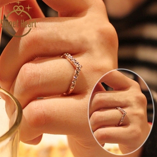 Korean Jewelry V Shaped Unique Design Diamond Simple Ring Full Diamond Love Heart Rings Women Shopee Malaysia