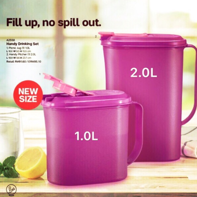 ☄️Ready Stock☄️TUPPERWARE Handy Jug/Pitcher (1.0L/2.0L)