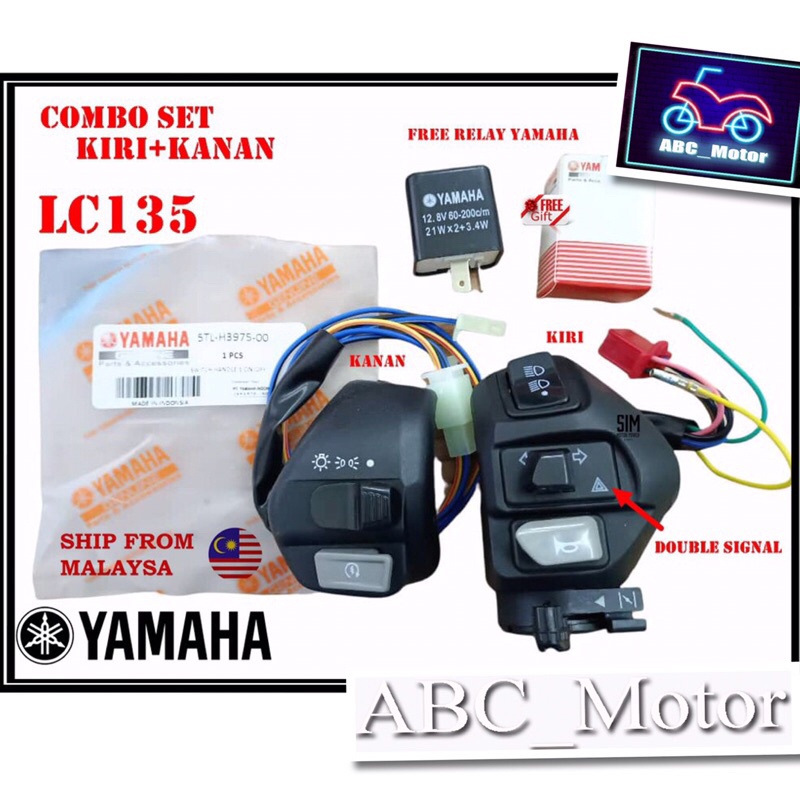 Double Signal Handle Switch Yamaha LC135 V1-V7 135LC Enjin & Light ON ...