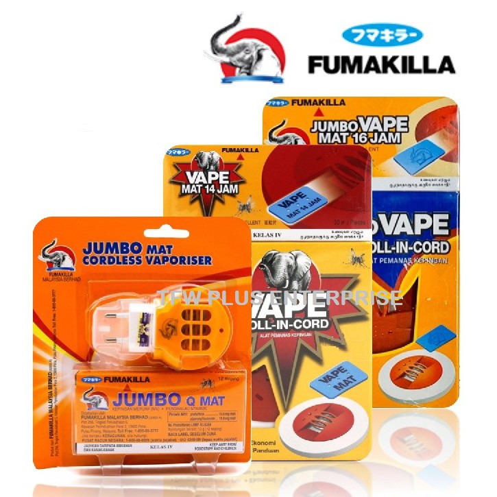 Fumakilla Mosquito Killer/ Jumbo Vape Mat/ Mosquito Mat Vaporizer 16 Hour (Free Refill Mat) Set