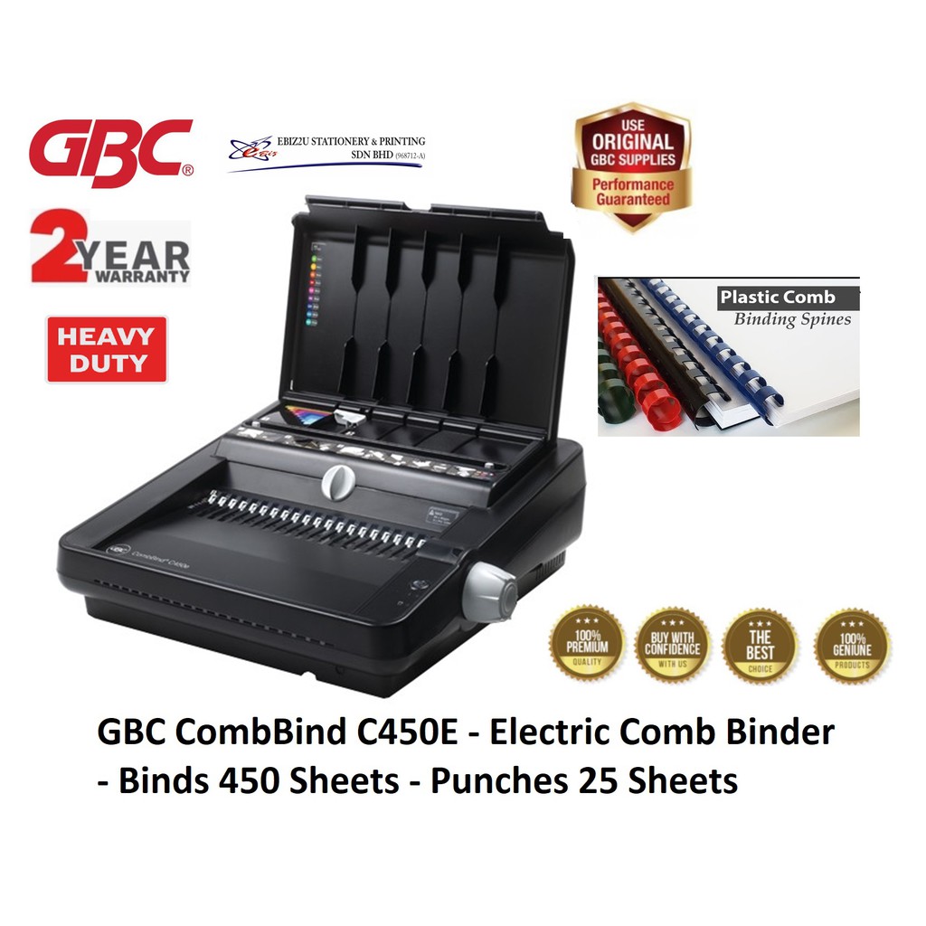 GBC CombBind C450E - Electric Comb Binder - Binds 450 Sheets - Punches ...