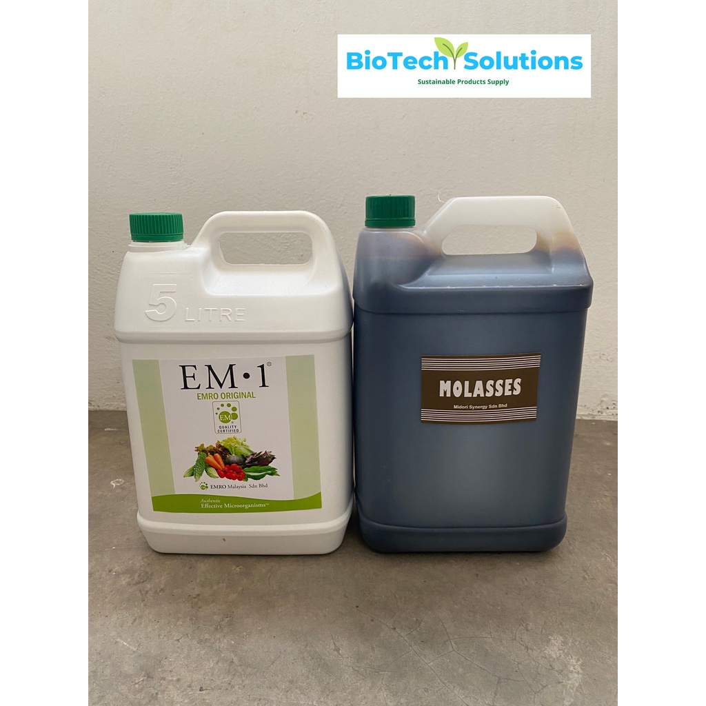 EM1 EMRO ORIGINAL + Molasses (5 Litres Each) EMAS, soil conditioner