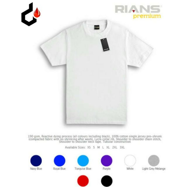 Rians Premium Cotton Plain T-Shirts | Shopee Malaysia