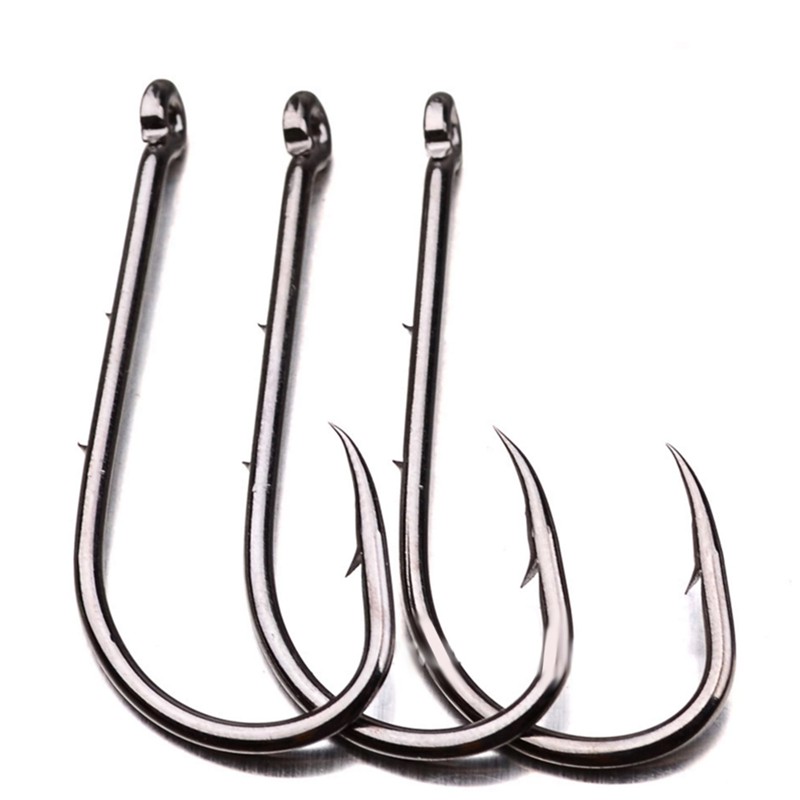60Pcs//Lot Black Fishing Hooks High Carbon Steel Jig Crank Barbed Crank Hooks+Box