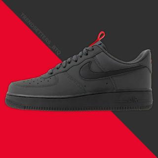 air force 1 grey black and red