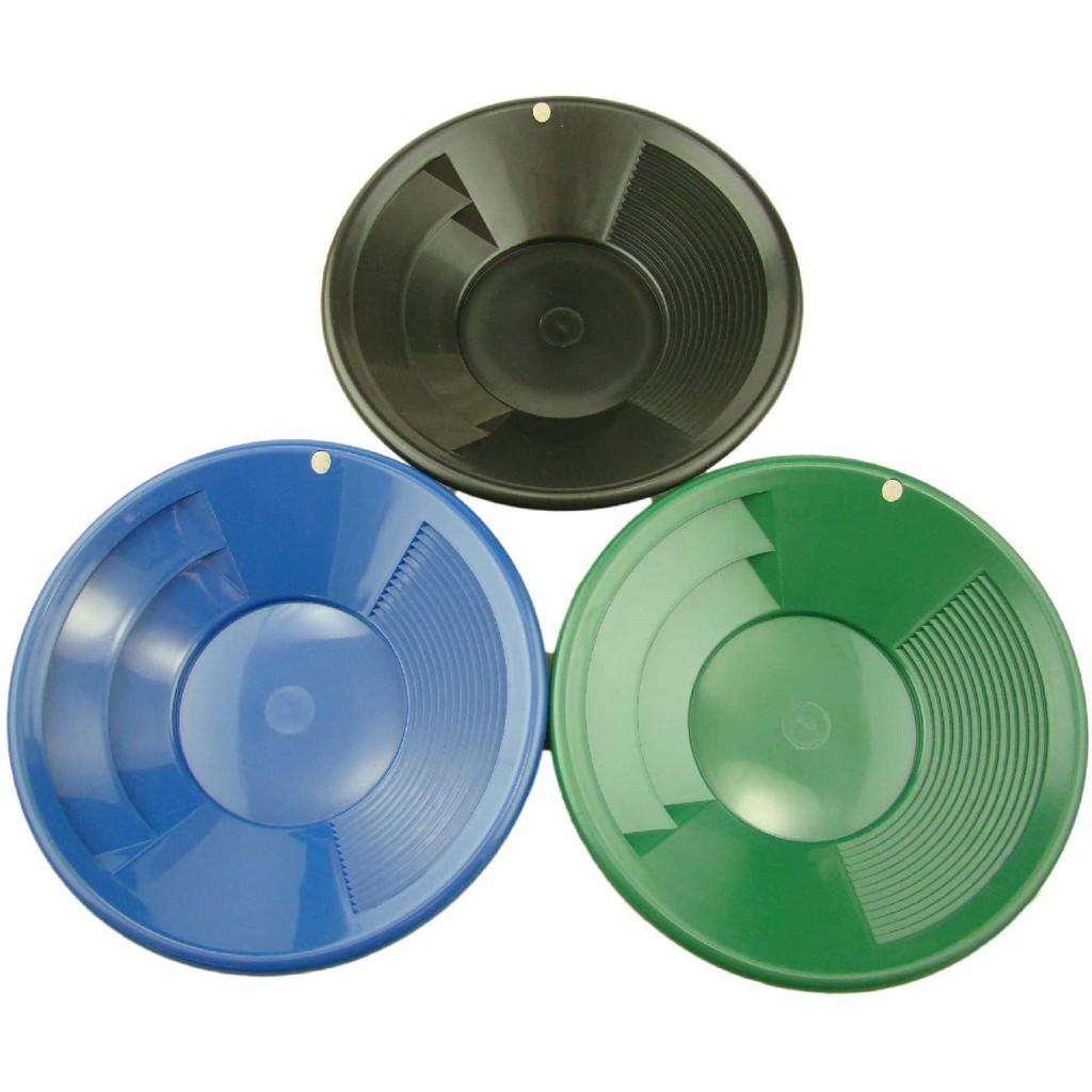 3 pcs 8" Gold Pans-Green-Blue-Black - Panning-Mining-Prospecting