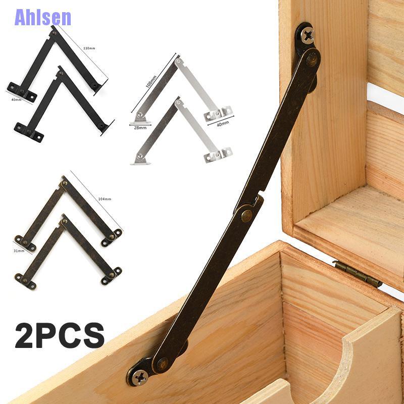 Ahlsen> 2Pcs Lid Support Hinges Stay Antique Bronze Iron Decor Hinge Box Furniture