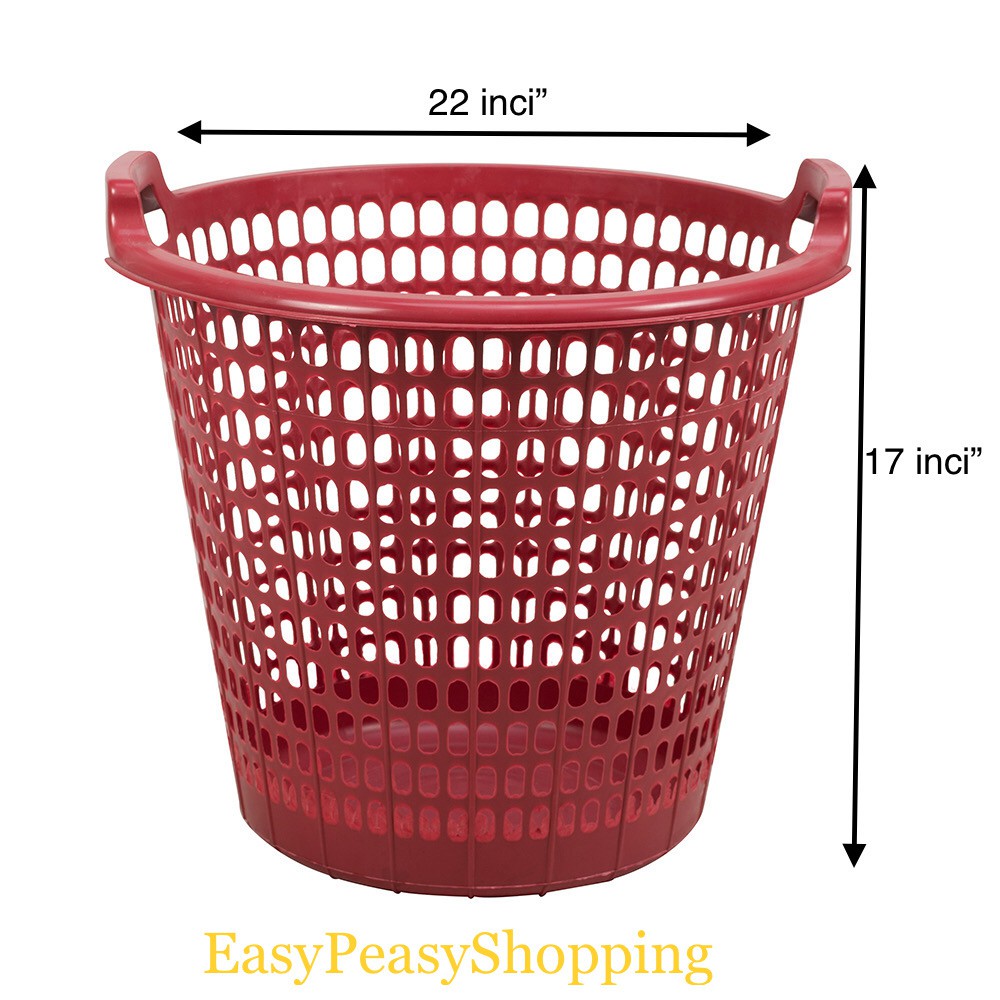 Plastic Round Laundry Basket Bakul  Baju  Plastik READY 