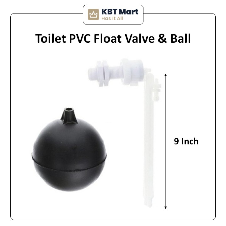 Toilet PVC Float Valve Side Inlet 9'' Ball 1/2'' Pelampung Bola Tangki