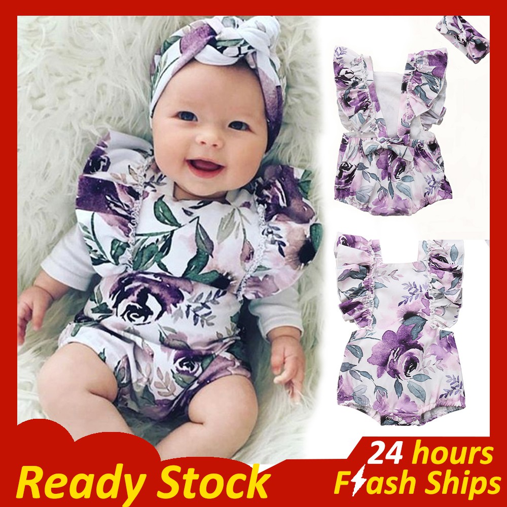  Newborn  Baby  Clothing Set 2Pcs Floral Baby  Romper and 