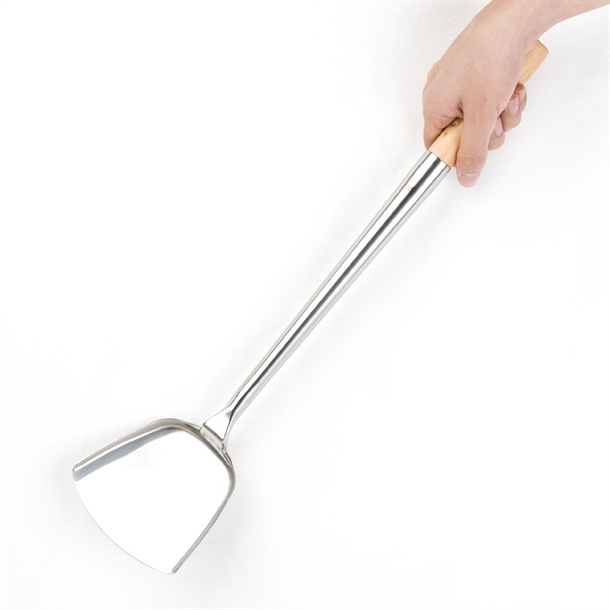 11cm/12cm/13cm/14cm Stainless Steel Chinese Cooking Turner Spatula With Wood Handle / 木手柄钢炒菜铲