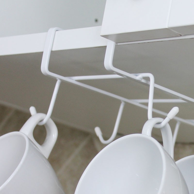 Under Cabinet Mug Cup Storage Rack Metal Holder Hanging Kitchen