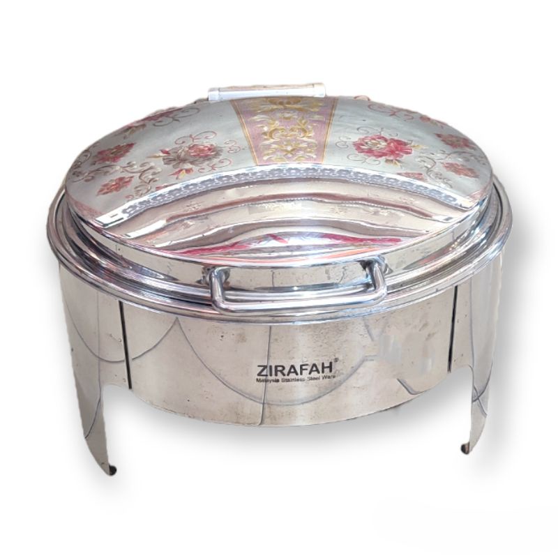 ZIRAFAH stainless steel round chafing dish with fuel holder/ bekas makanan / catering set / food serving