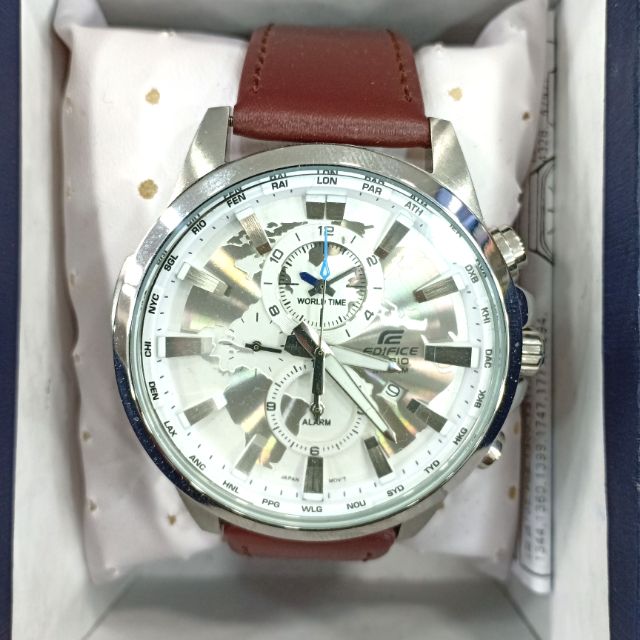 casio edifice wr100m leather strap