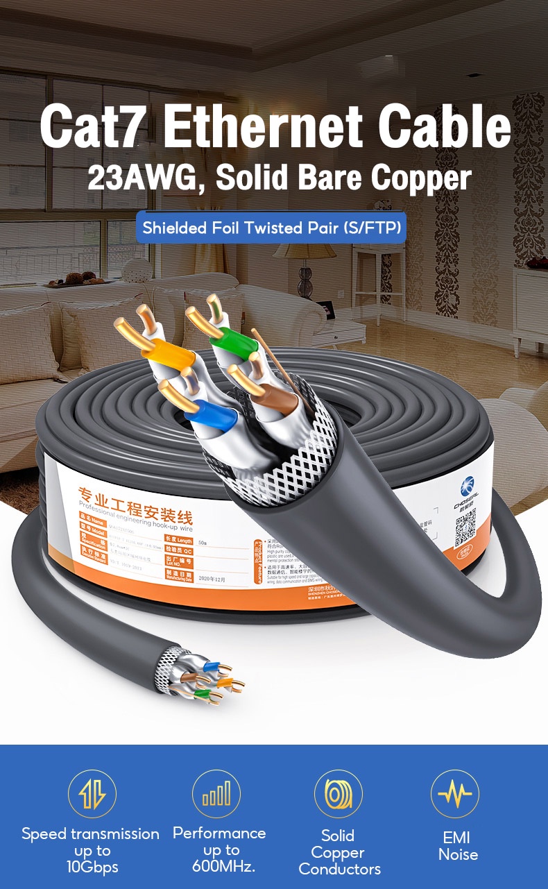 CHOSEAL Cat7 Cable Cat 7 Lan Cable SFTP High Speed 10Gbps