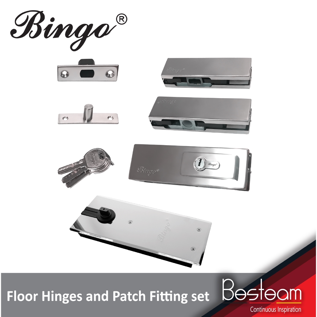 Floor Hinges Spring Door Closer Patch Fitting Lock Set For Glass Door Bingo