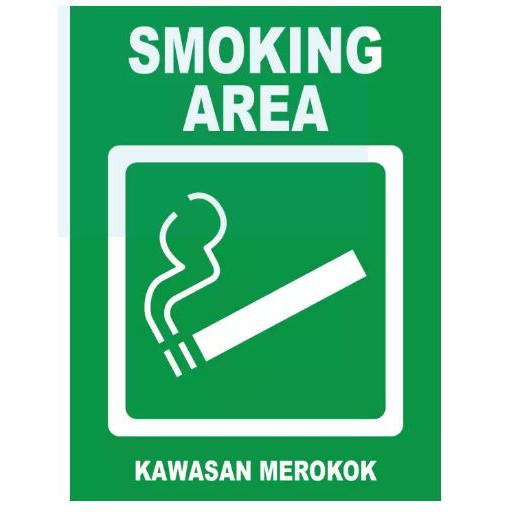 Kawasan Merokok Smoking Area Sign 400mm X 300mm X 10mm Rigid Pvc Sign